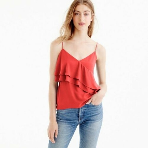 New J. Crew Drapey Ruffle Cami 8 Cool Shadow Blue - Picture 2 of 3